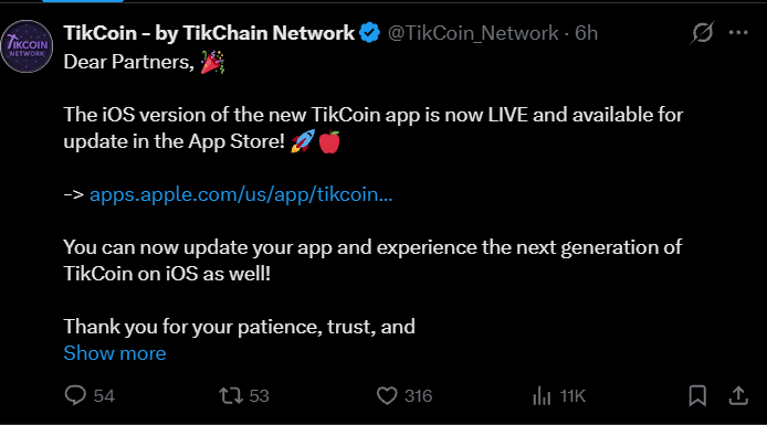 TikCoin Launches New App as TikLive Goes Live