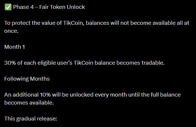 Tikcoin Network Token Unlock Update