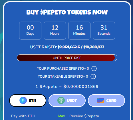 pepeto presale about to end