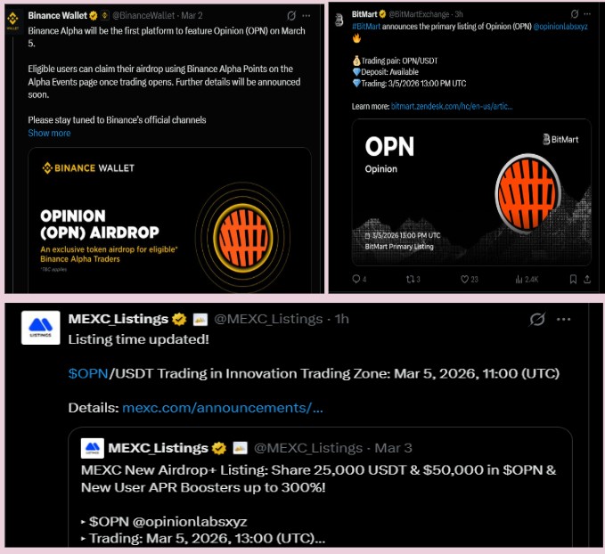 Opinion token launch date