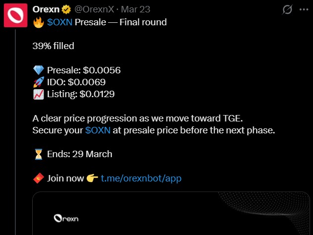 OXN Presale end date