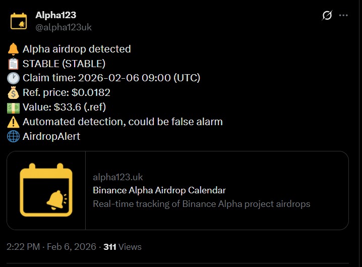 Stable Airdrop claim is live now