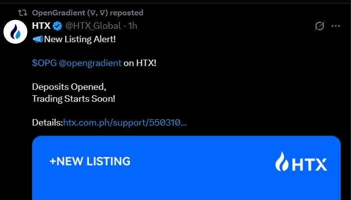 HTX OPengradient Token Listing