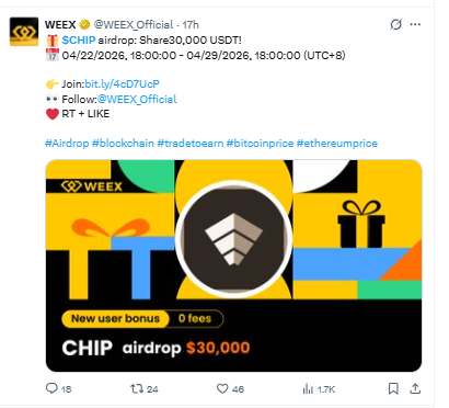 CHIP airdrop 30000 USDT WEEX campaign April 2026