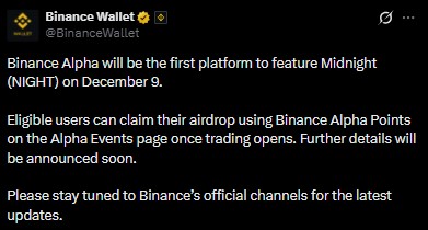 Minight Binance Alpha listing