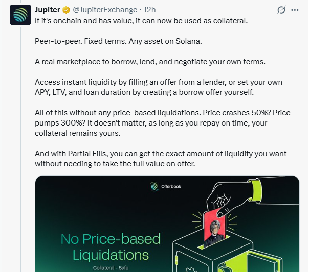 Jupiter Offerbook public beta launch Solana peer to peer DeFi lending 