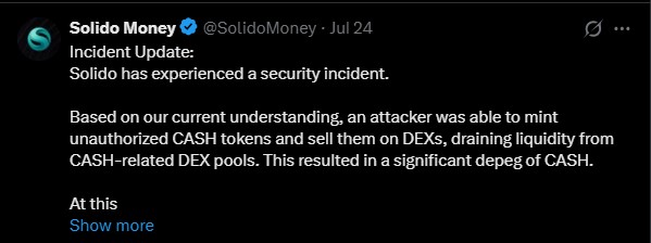 Solido Cash Exploit Report Reveals Foundation's Major Losses 