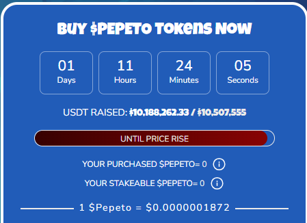 pepeto presale price today