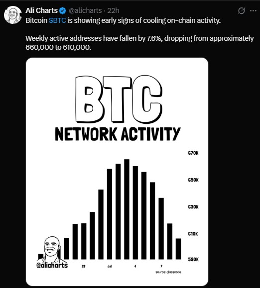 Bitcoin addresses fell by 7.6%