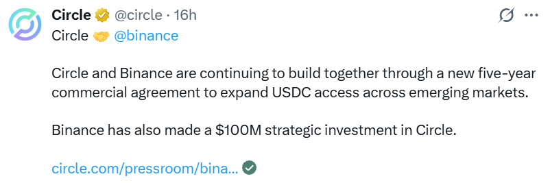 Binance Circle Partnership