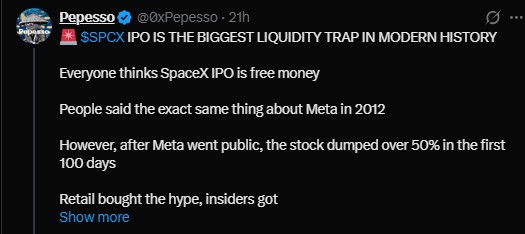 $SPCX IPO IS THE BIGGEST LIQUIDITY TRAP IN MODERN HISTORY