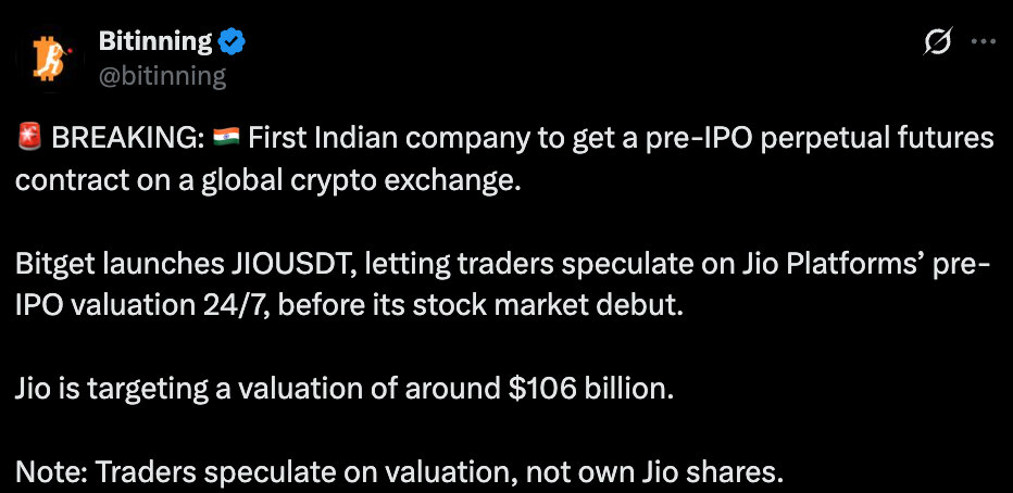 bitinning official tweet