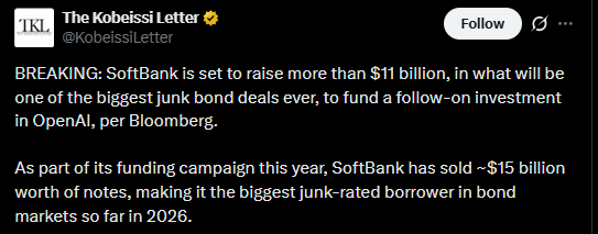 SoftBank OpenAI investment X post SoftBank OpenAI investment X post