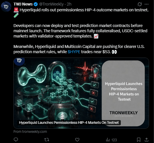 Hyperliquid latest news on x