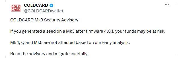 Coldcard Mk3 Vulnerability