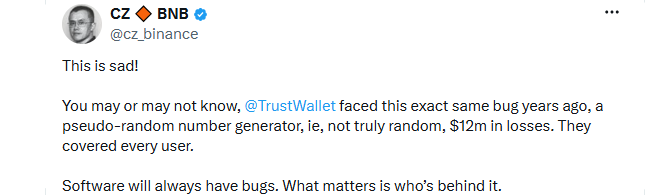 Trust Wallet faced a nearly identical number generator bug