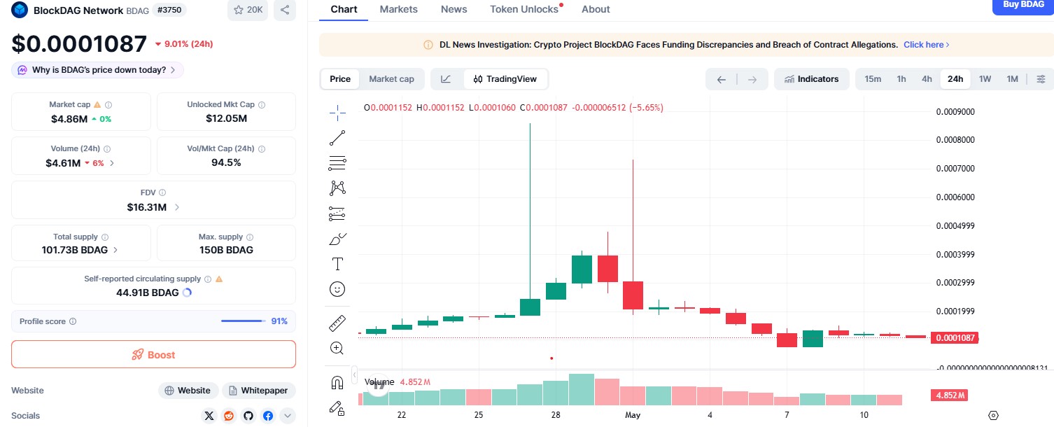 BDAG/USDT 24 HOUR CHART