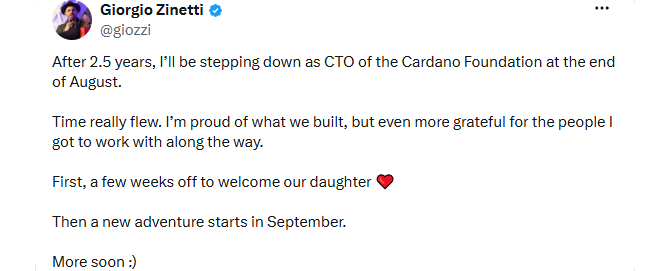 Foundation CTO Zinetti Steps Down Foundation CTO Zinetti Steps Down