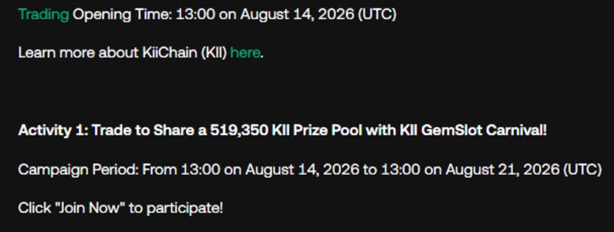 Official KuCoin announcement showing Kii detail Official KuCoin announcement showing Kii detail