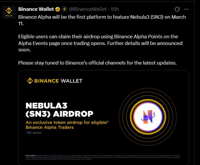 Nebula3 Airdrop On Binance Alpha