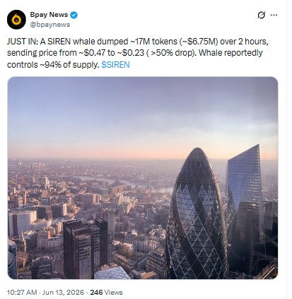post n x whale dumped 17m Token