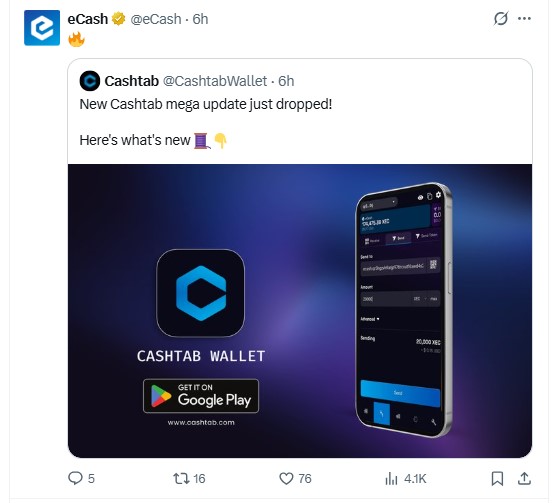 Posted on X by eCash 