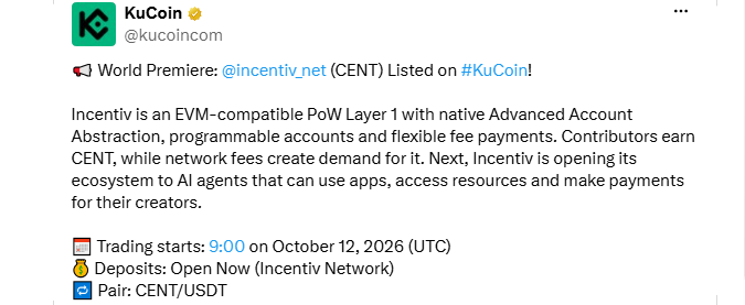 CENT KuCoin Listing