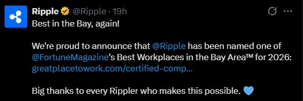 Ripple Named Top Bay Area Workplace Ripple Named Top Bay Area Workplace