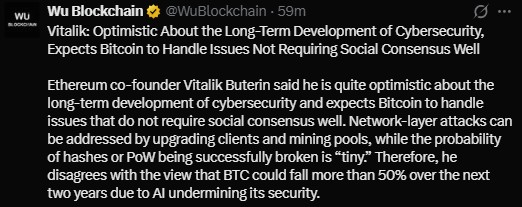 Ethereum co-founder Vitalik Buterin pushed back Ethereum co-founder Vitalik Buterin pushed back