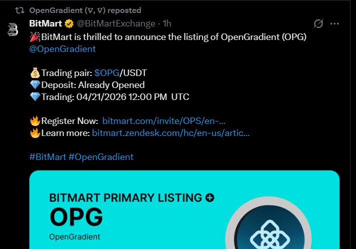 OpenGradient Bitmart Token Listing today