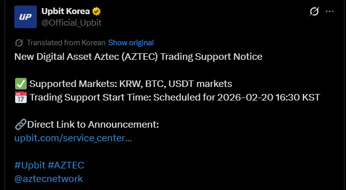 AZTEC listing on upbit and bithumb