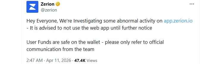 Zerion Wallet Web App paused Zerion Wallet Web App paused