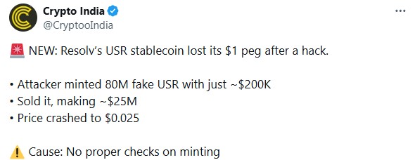 Resolv USR stablecoin hack incident