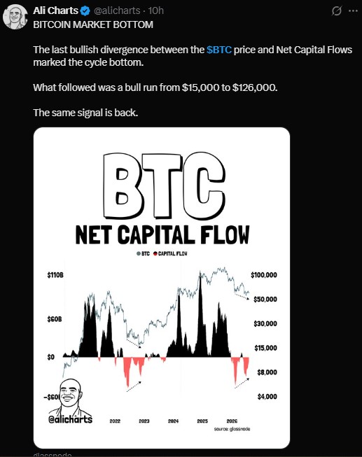 Bitcoin price and its Net Capital Flow Bitcoin price and its Net Capital Flow