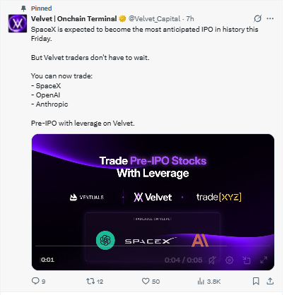 Post on X by the Velvet official