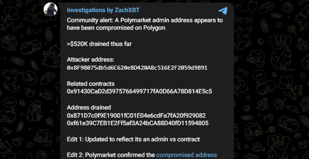 ZachXBT Polymarket Hack Flag