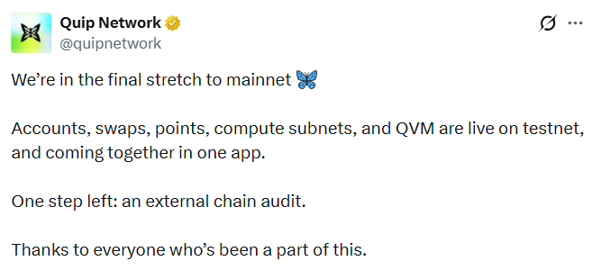 Quip Network Post on X