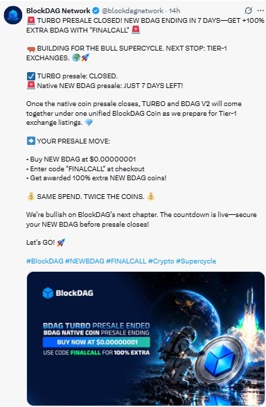 NEW BDAG presale: JUST 7 DAYS LEFT