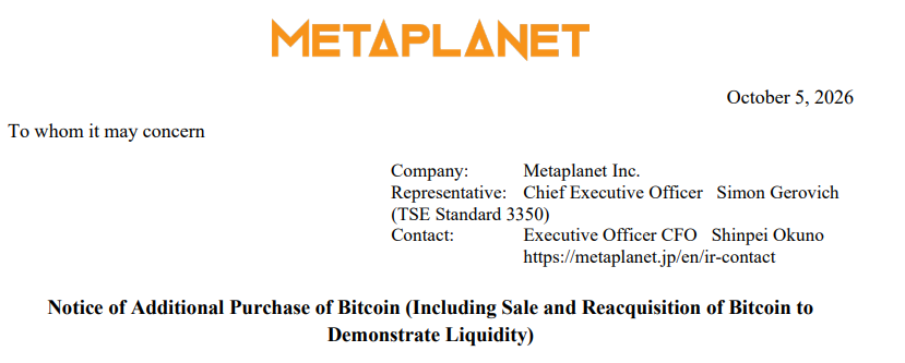 Metaplanet sells 10,000 BTC official report Metaplanet sells 10,000 BTC official report