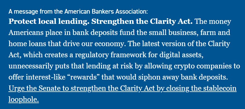 American Banker's Association on CLARITY Act