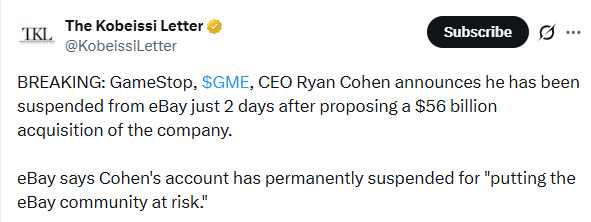gamestop ebay ryan cohen suspended
