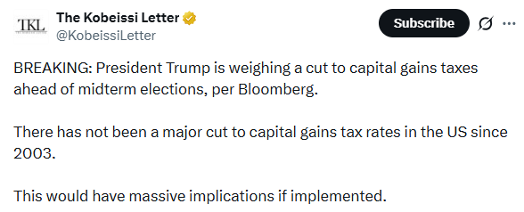 Trump capital gains tax cut proposal Trump capital gains tax cut proposal