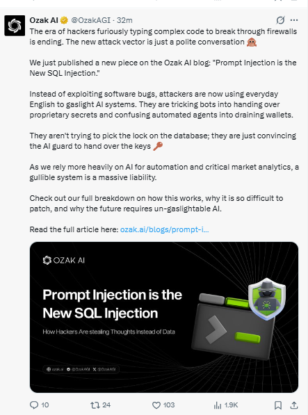 Ozak AI prompt injection security concept illustration