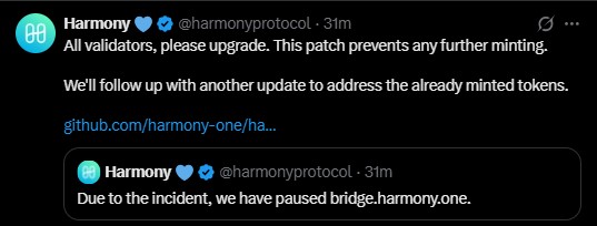 Beyond naming the wallets, Harmony stated Beyond naming the wallets, Harmony stated
