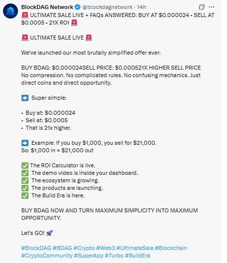 BlockDAG Ultimate Sale 21x ROI and Super App launch update