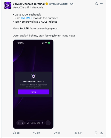 Post on X by The VELVET 