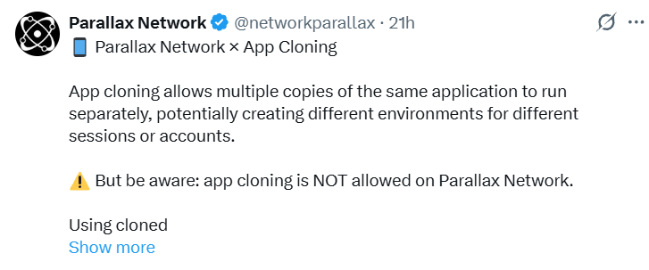 Parallax network App clone Parallax network App clone