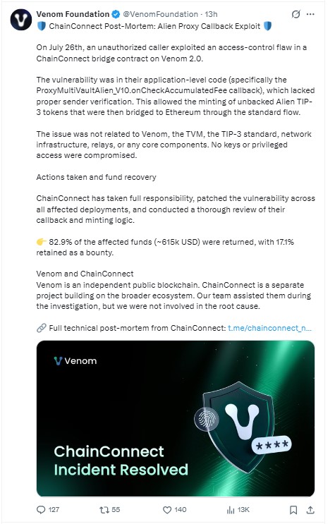 The Venom Foundation published a ChainConnect 