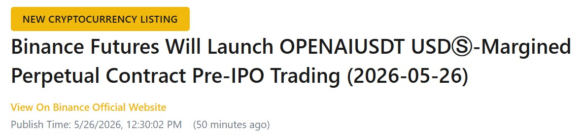 Binance Launches OpenAI Pre-IPO Futures
