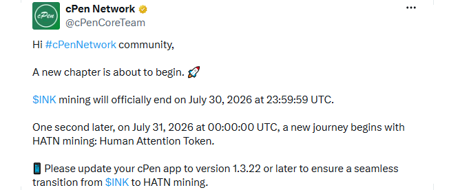 INK token to HATN